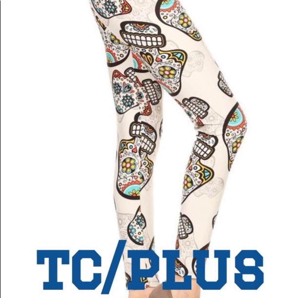 Sugar skull white leggings plus